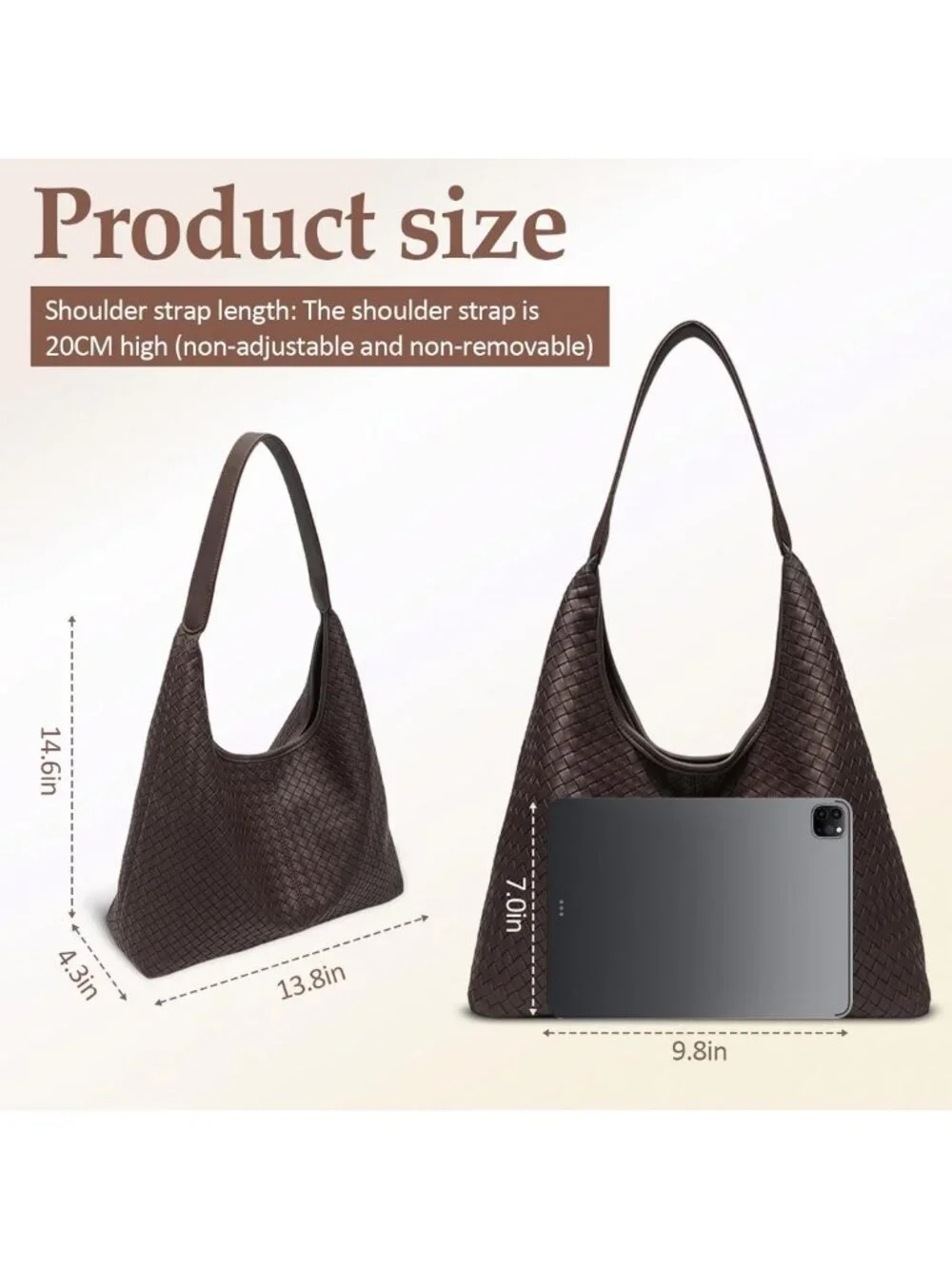 Stylish Woven Tote Bag for Women, Vegan Leather Hobo, Large Slouchy Work Purse